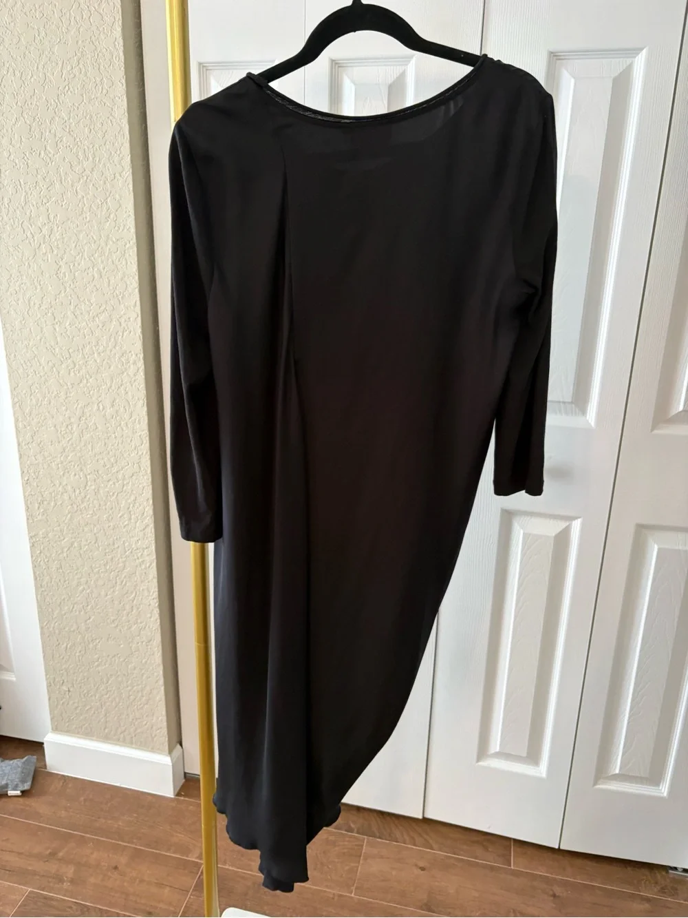Vintage Pure DNKY Silk Dress Black Twist-Front Asymmetric Y2K, Old Money, Luxury